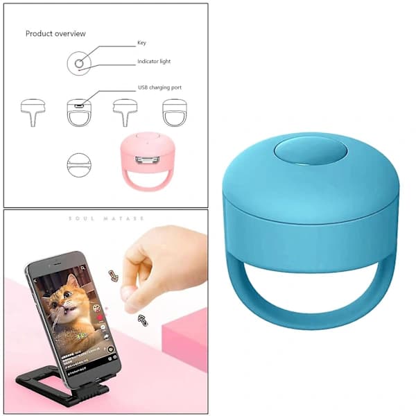 2x Trådløs Bluetooth Fingertupp Video Kontroller Klikker Side Vender Blå
