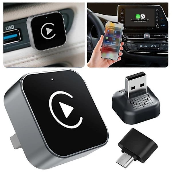 Trådløs Carplays-adapter til iPhone/Androids Plug Play-installation på få sekunder til køretøjer