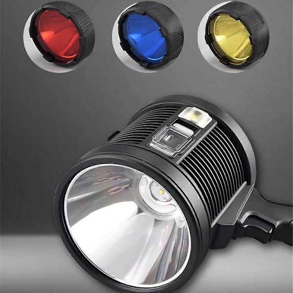 CASA Oppladbar Spotlampe, 100000 Lumen LED Spotlights Håndholdt Lommelykt Super Utendørs Solar Spotlampe L