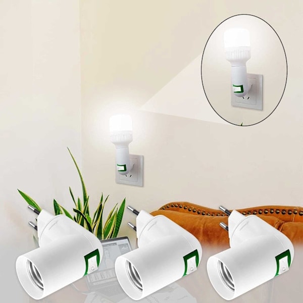 Stycken E27 med Strömbrytare Lamphållare AC 220V Elektrisk Sockel för Vägg Kök Lampa Adapter LED Glödlampa Hållare (Vit)