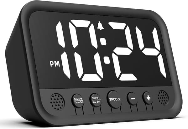 Digital väckarklocka med dimbar LED-display, högt larm och snooze för sovrum, skrivbord, djupsövare, vit