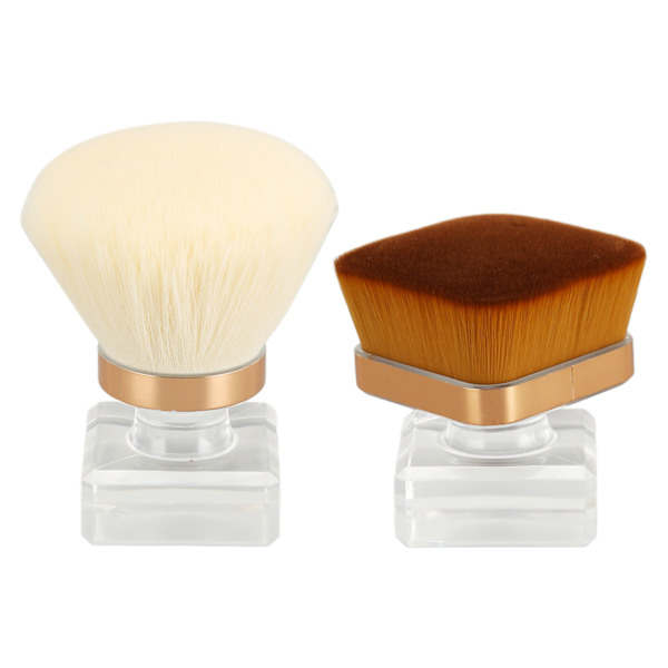 Sæt Flad Top Foundation Vit Rund Lös Pudder Blush Pensel Ansigts Pudder Makeup Kosmetisk Værktøj med Etui