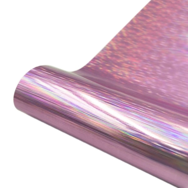 CASA Itsekiinnittyvä vinyylirulla Holografinen Opaali Askarteluvinyyli ROSA pinkki 12x20 tuumaa