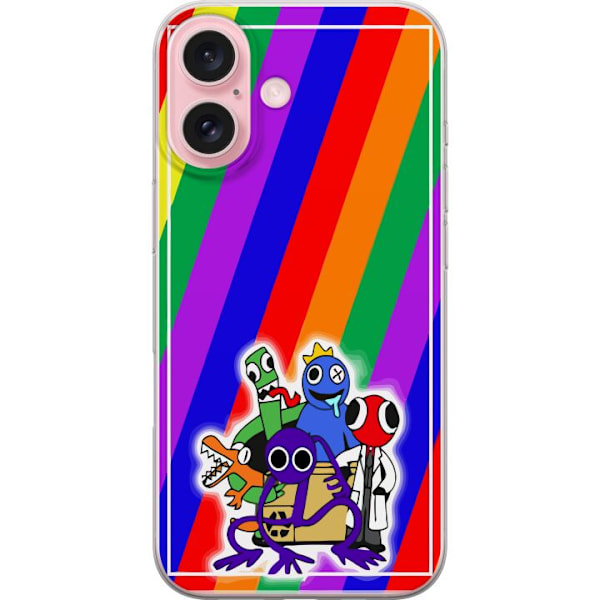 Apple iPhone 16 Genomskinligt Skal Rainbow Friends