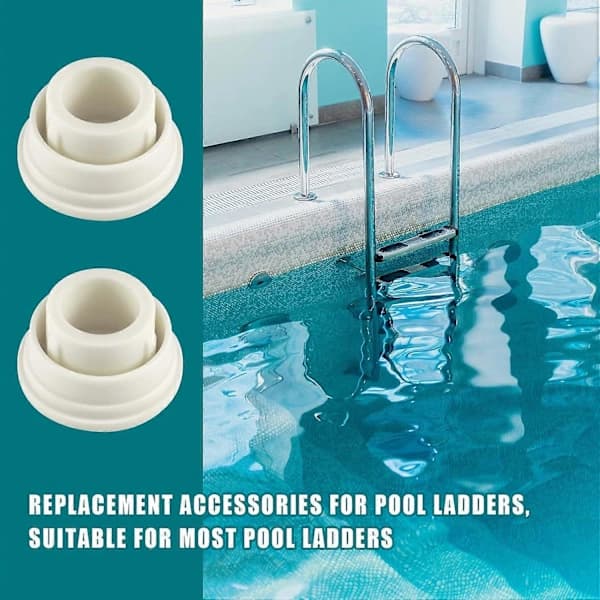 2-pack poolstegsskydd - Vita gummiskydd för nedgrävda poolstegar - Skydda poolstegen