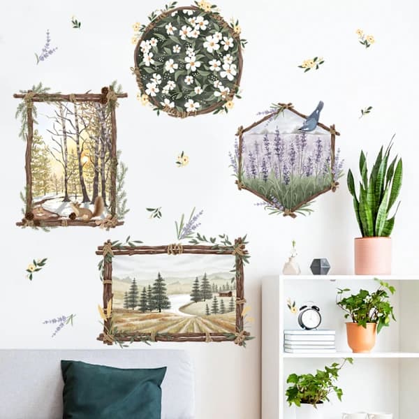 Väggdekal blommor träd självhäftande väggdekal för li
