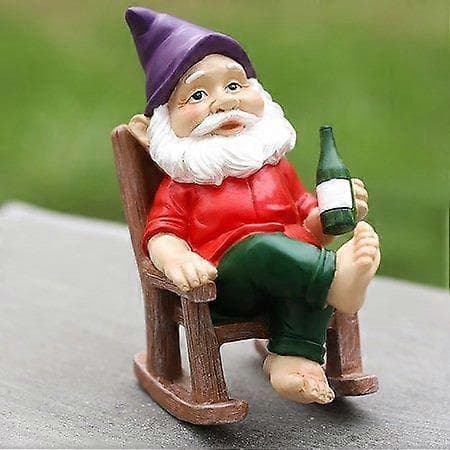 Afslappende Havetomtefigur med Vinflaske (12,5 x 5 CM)