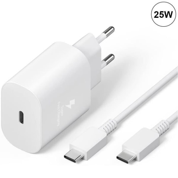 25W vit Type-C-laddare + Type-C-kabel för Samsung Galaxy A25 A15 A05 A05s A35 A55