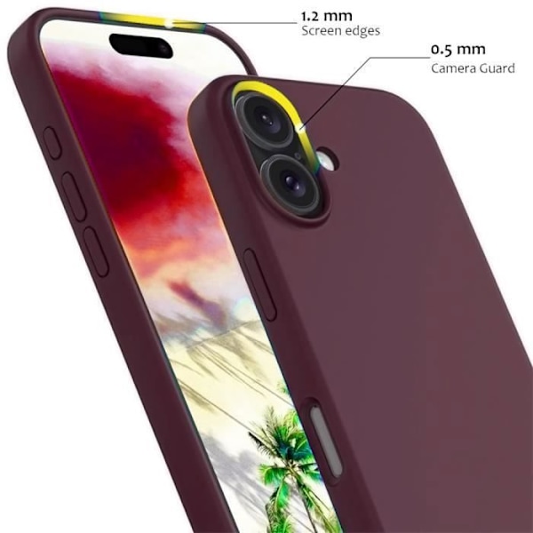 Silikonetui for iPhone 16, mykt fleksibelt deksel med matt finish - Burgunder Transparent