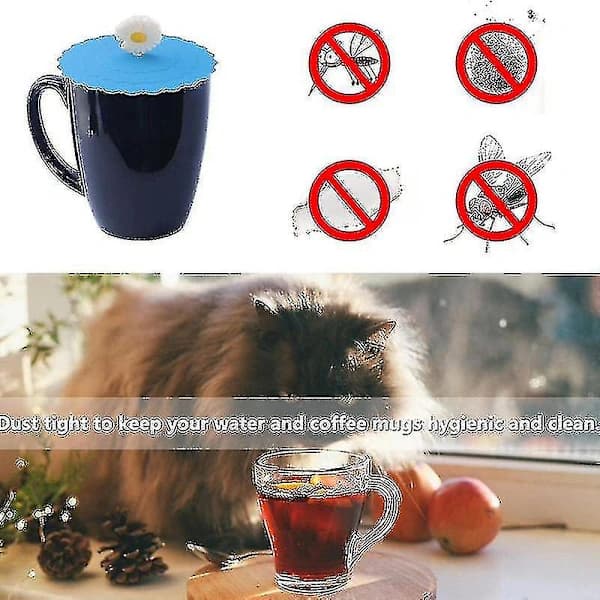 [CA] 8-pack silikonlock för mugg, livsmedelsklassat silikonlock för dricksglas, dammtätt glaslock