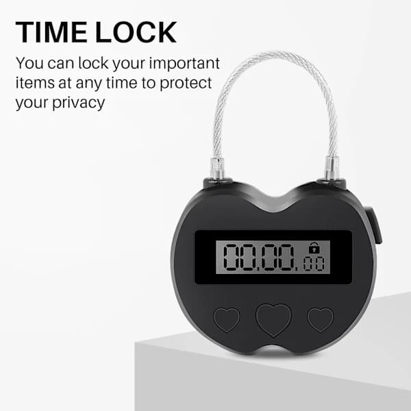 Smart Tidslås LCD-skjerm Tidslås Multifunksjonell Reiselås Elektronisk Timer, Vanntett USB Oppladbar