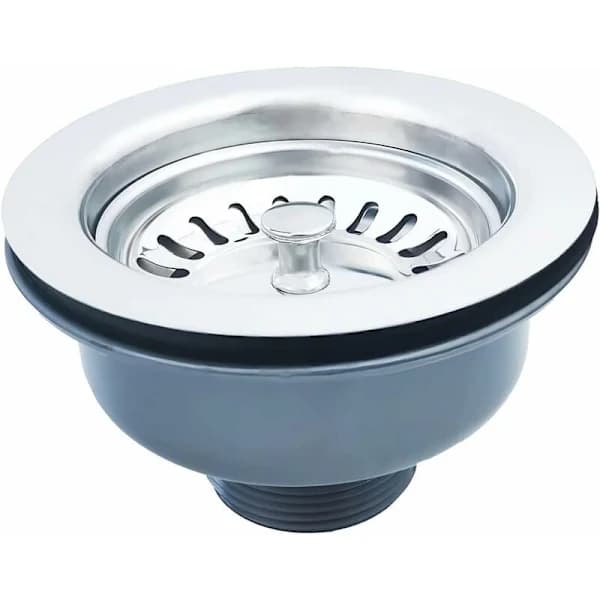 Bundprop uden overløbskurv, rustfrit stål, ø 114 mm, 1½\", rustfrit stål + ABS, prop + kurv