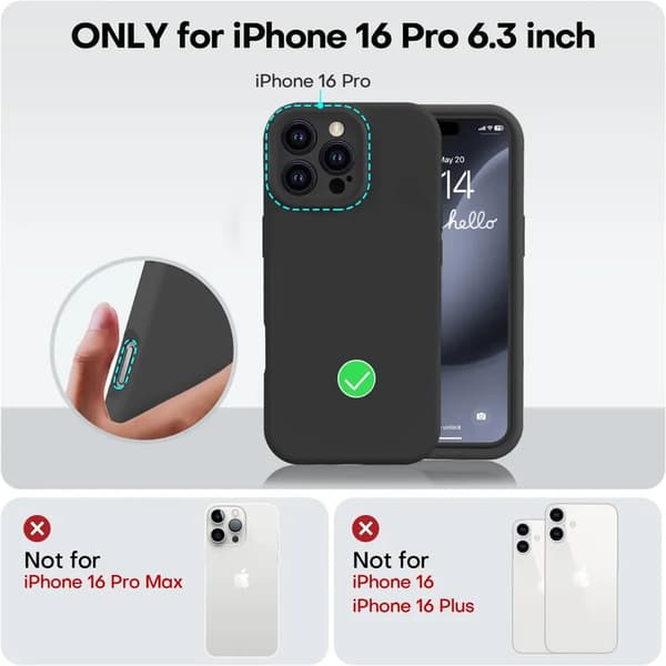 iPhone 16 Pro Mat Sort Cover - Ekstra Kamerabeskyttelse iPhone 16 Pro iPhone 16 Pro