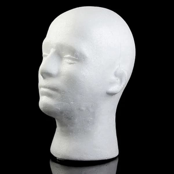 Mannequinhoved til mænd, let og stabilt styrofoam, holdbart skum, parykstativ til udstilling