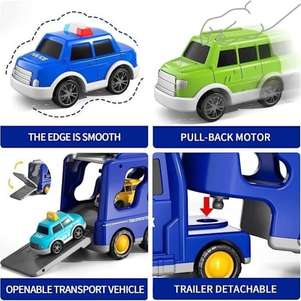 5-in-1 Sininen Kitkavetoinen Leluauto Lapsille