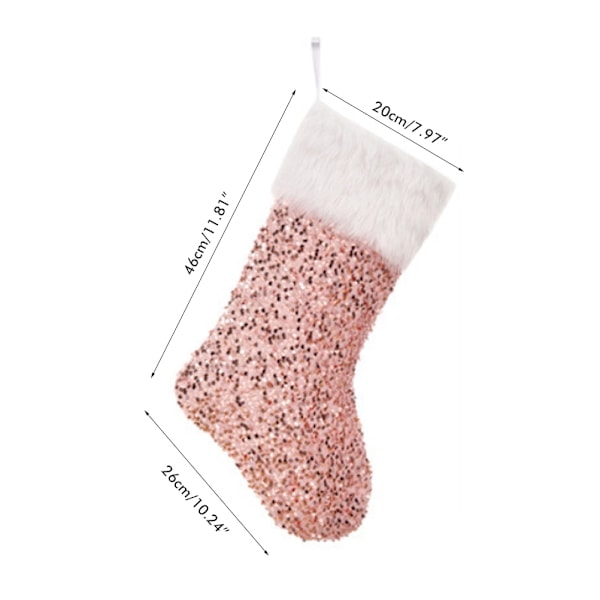 Sequin Plysch Julstrumpor med Dragsko Bärbara Julklappsväskor Juldekoration för Öppen Spis och Julgransdekor