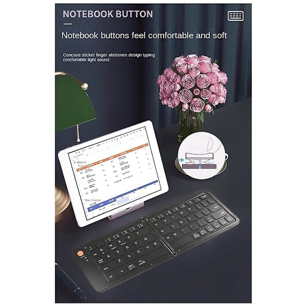Mini Bluetooth-tangentbord, bärbart, vikbart, trådlöst tangentbord för IOS/Android/Windows surfplatta, mobiltelefon