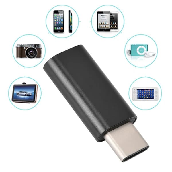 Mini Portabel Laddadapter Lightning till Typ C-omvandlare för iPhone iPad (Svart)