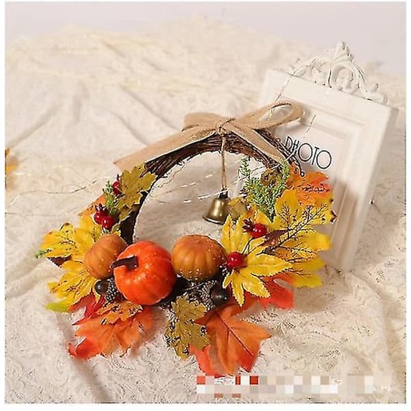 Höstlönnlöv Pumpakrans Thanksgiving Halloween Entrédörr