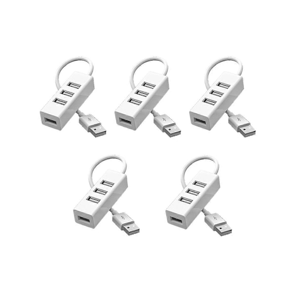 CASA 5st USB-hub Multi 2.0 Hub USB-splitter Strömadapter Hög Hastighet 4 Portar Allt-i-ett för PC Windows C