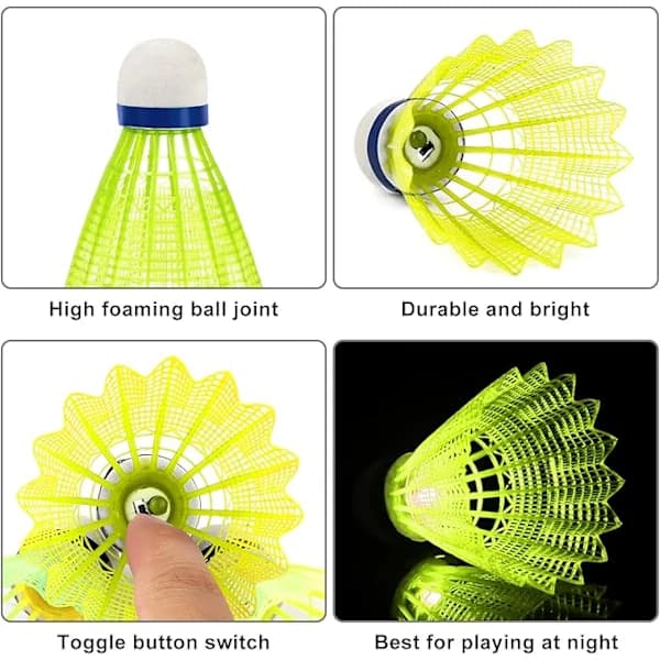 [CA] 12-pak LED lysende badmintonbolde, selvlysende nylonfjerbolde
