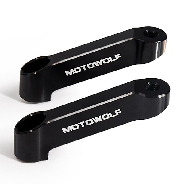2x Motorsykkel Styrespeil Feste Forhøyer Forlenger Adapter 10mm Aluminium[D] Svart