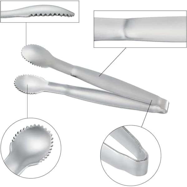 4-Pack Mini Sockertänger i Rostfritt Stål 10 cm Förtjockad Mattång{HH}
