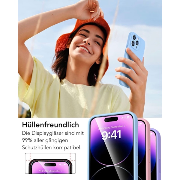 [2 stykker] Hærdet glas privatlivsskærmbeskytter kompatibel med iPhone 14 Pro Max beskyttelsesglas 6.7\", Anty-Spy film kompatibel med iPhone 14 Pro Max