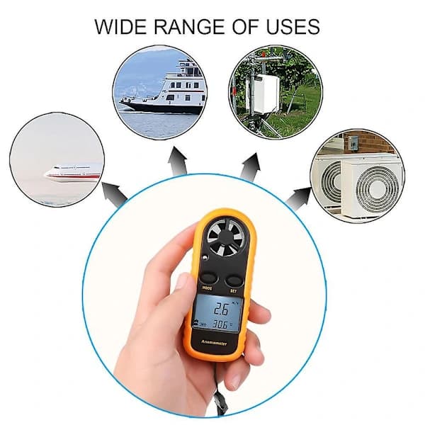 {ca} Digital Anemometer Vindhastighedsmåler -10~45C Temperaturmåler Anemometro med LCD-baggrundsbelysning