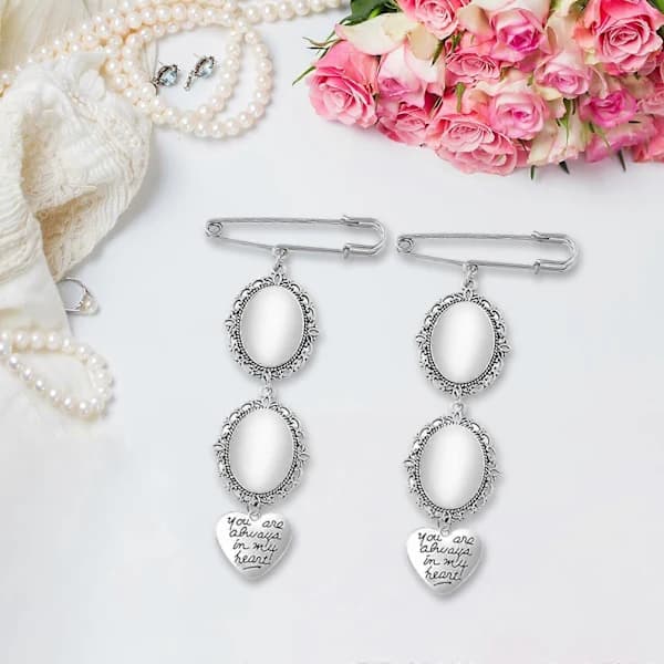 2x Brudebuket Charms Bryllupsbuket Foto Charms til Ven Brudgom Brud