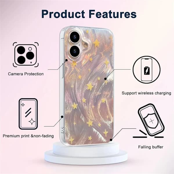 Trendy Slim TPU-deksel for 16 med Glitter Star-design, Mykt Støtsikkert Deksel