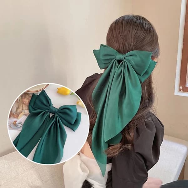 2 stk. Chiffon Sløjfe Hårklemme Kvinder Stor Sløjfe Plet Hårnåle Sort[ca]