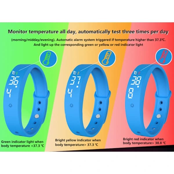 Smart Armbåndsvækkeur med Temperaturmåler og Vandtæthed, sort