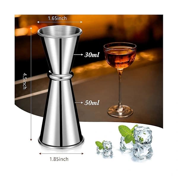9-delt jigger for bartending, cocktailjigger 2 oz 1 oz, 304 rustfritt stål shotglass måling