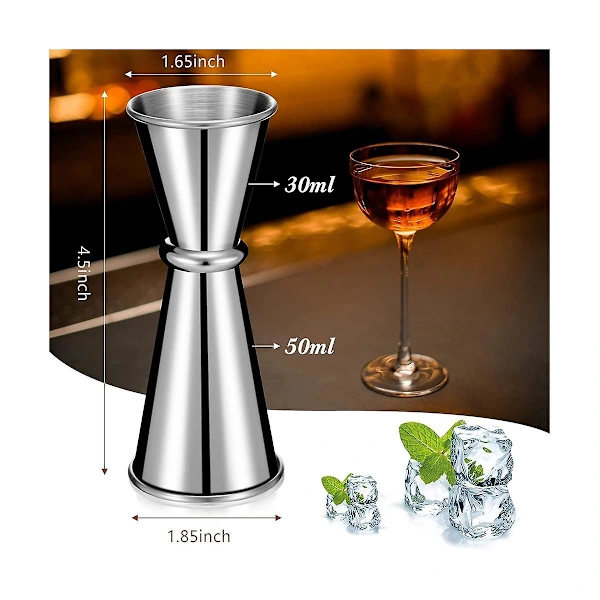 9-delt jigger til bartending, cocktailjigger 2 oz 1 oz, 304 rustfrit stål shotglas måling