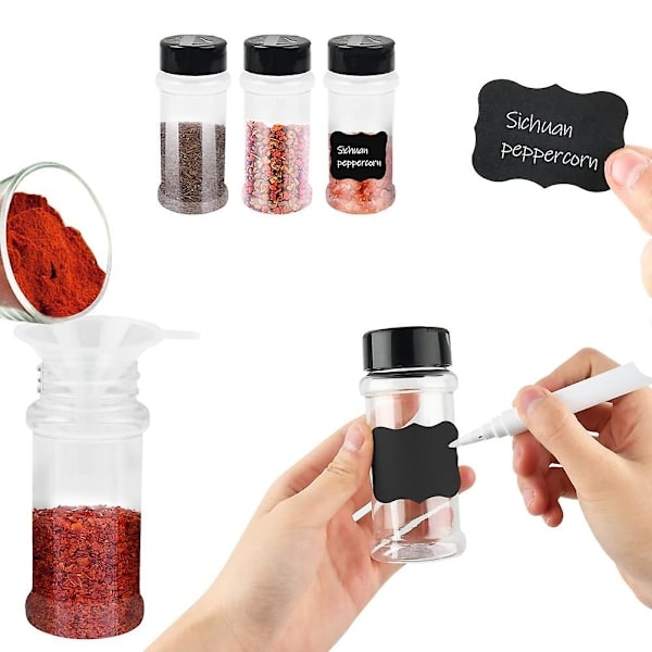 20 pcs Spice Jars Plastic, Clear Spice Containers, Empty Plastic Spice Bottles