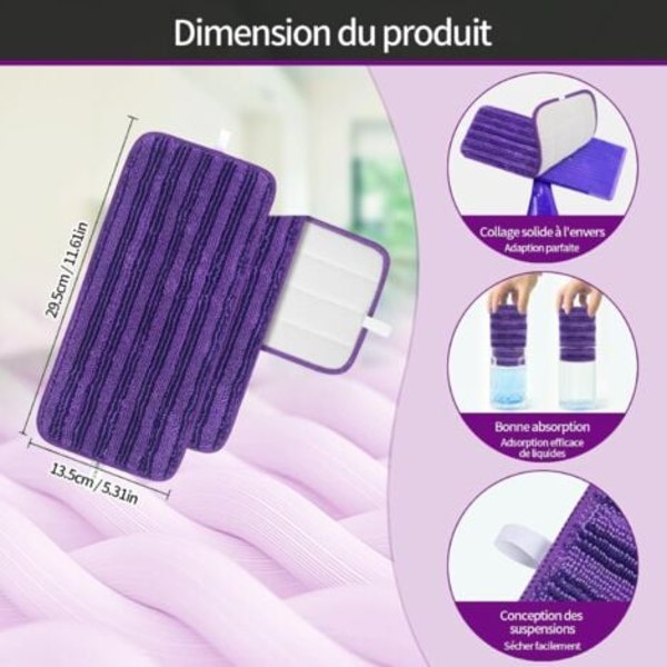 4 Udskiftningsklude Genanvendelige Vaskbare til Swiffer WetJet Spraymopper i Mikrofiber.ca