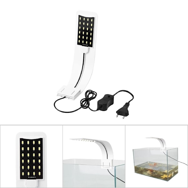 10W Akvarium LED-lampe Vandplanter Vokser Fisketank Clip Lampe Belysning (Hvid) (CA)