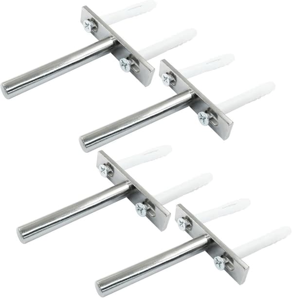 4 dolda flytande hyllkonsoler - 3 tum, stål, väggmontering - för flytande trähyllor - silver - 76 mm