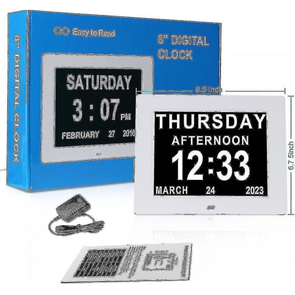 Demens Ur Alzheimers Ur Stor Digital Kalender Ur Til Seniorer, Ur Med Dag Og Dato -gt