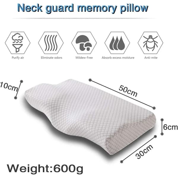 Ergonomisk Memory Foam-pute - Allergivennlig, pustende, avtakbart og vaskbart nakkestøtte - Grå
