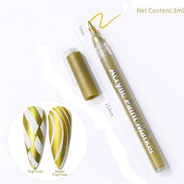 Nagellackspenna Nail Art Ritpenna GULD Guld