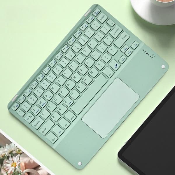 Genopladeligt trådløst Bluetooth-tastatur med magnetisk touchpad til pc, iPad og Mac, grøn