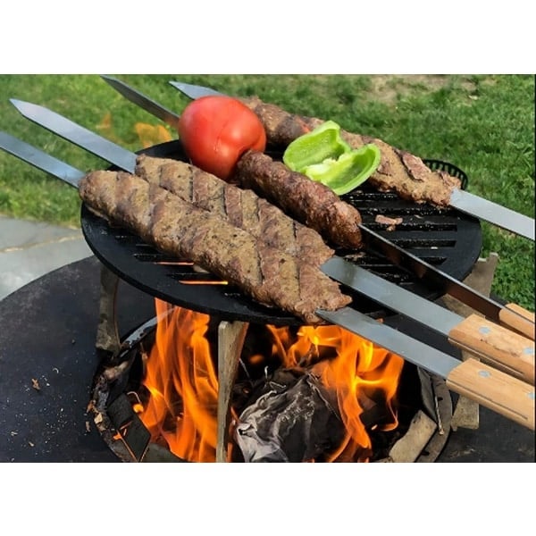 10 stk grillspyd i rustfritt stål, 50 cm lange, 1 cm brede og 2 mm tynne, 10-pakning, sølv