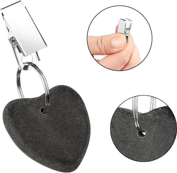 8 dugvægtsklemmer - 4*4 cm, marmor og hjerteformet - til picnic, camping, bryllup - sort
