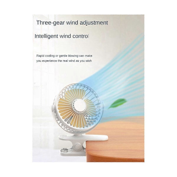 CASA 1200Mah Sommer Clip-on Ventilator Bærbar Automatisk Oscillerende Hovedventilator Genopladelig Høj Vindkraft Ventilator