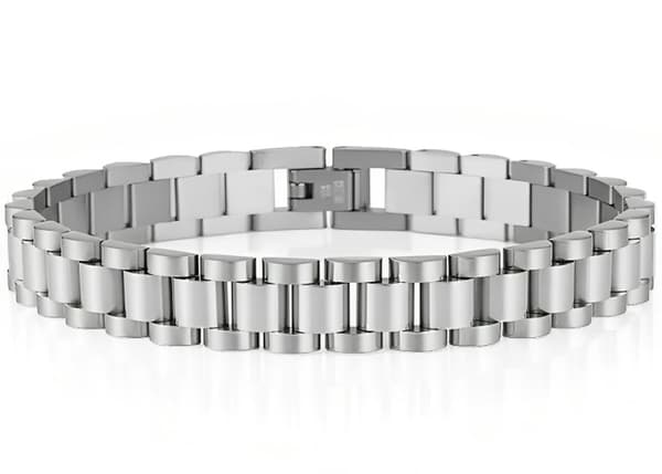 Presidential urrem stil armbånd til mænd, 10 mm sølv rustfrit stål ledkæde, 8 tommer, gave til far ham