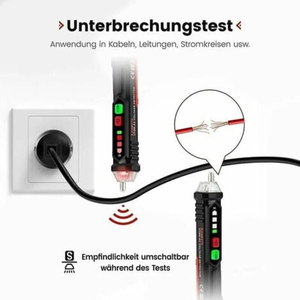 Berøringsfri spændingstester/kabelfejlsøger/strømtester, kabeltracker 12-1000V/48V-1000V AC