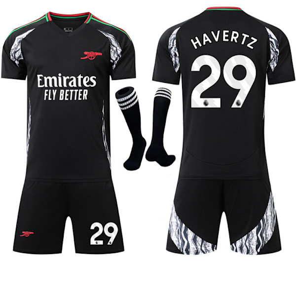 2024-2025 Arsenal borta barn vuxen svart fotbollströja kit med strumpor No.29 HAVERTZ L