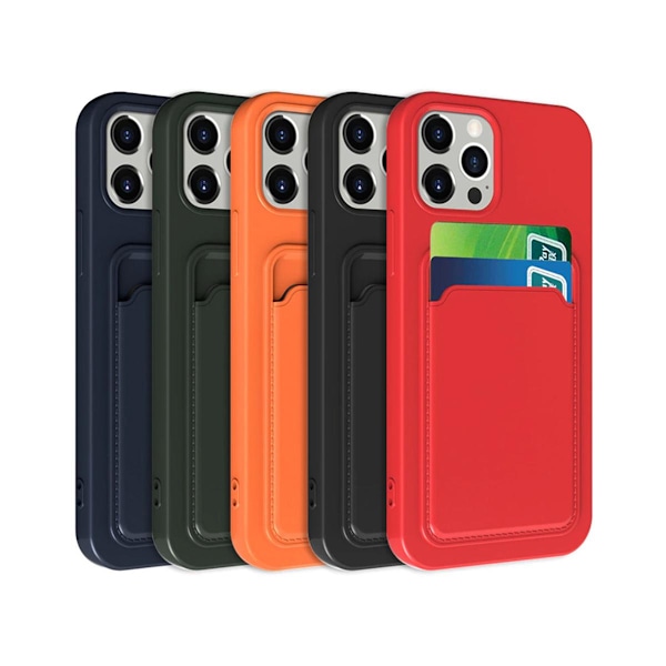 iPhone 13 Silicone Case with Card Holder - Blue Blue Blå